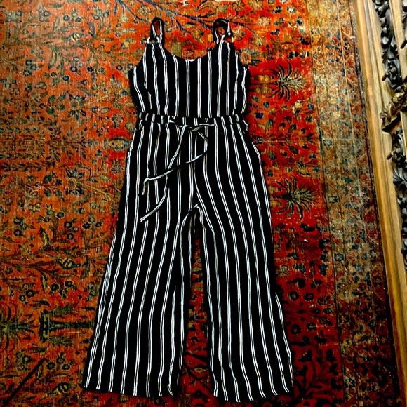 White House Black Market Pants - White House Black Market Black and White Striped Jumpsuit